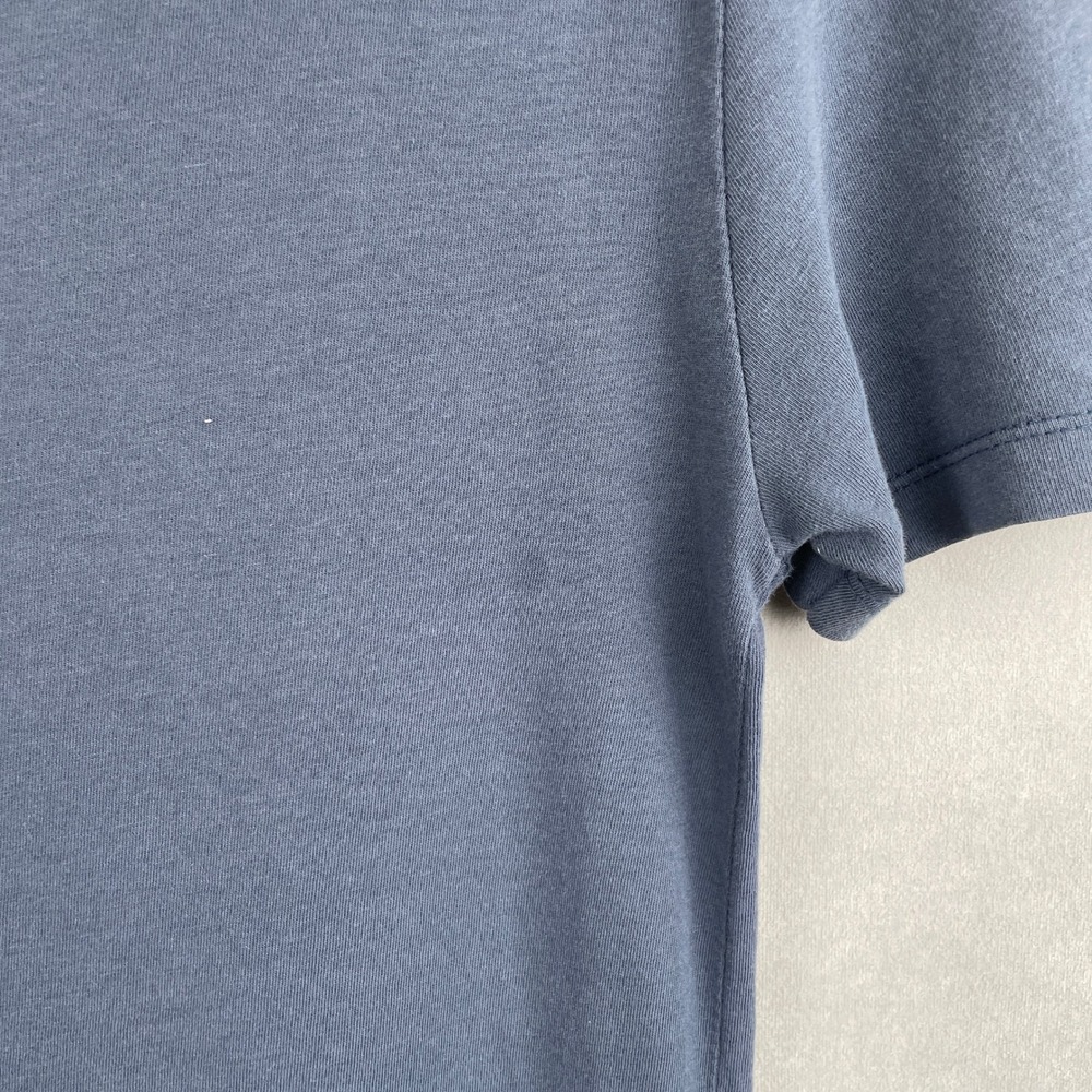 Zara Essentials Deluxe Cotton T-Shirt Wmn M Slate Blue Chic Raw Neck Portugal - Picture 4 of 8